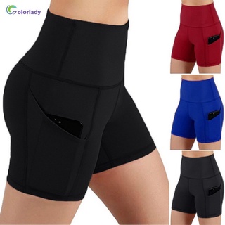[disponible en inventario] pantalones cortos de Yoga para mujer con bolsillos de Control de barriga/entrenamiento/pantalones atléticos de Yoga