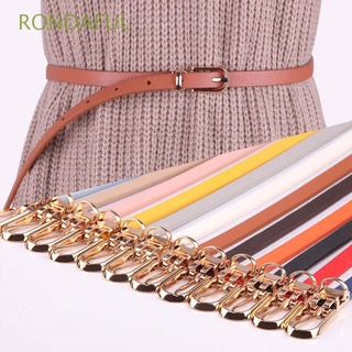 rondaful niñas delgado flaco cintura mujeres cuero sintético cinturones ajustable cinturón suéter color caramelo moda elegante vestido correa/multicolor
