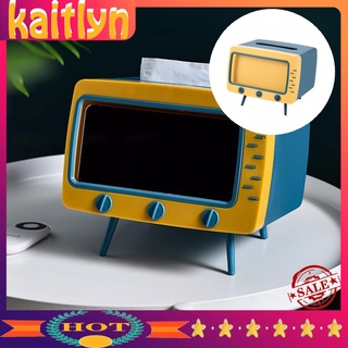 <kaitlyn> soporte de pañuelos lisos creativos en forma de tv dispensador de papel de seda caja antideslizante para el hogar