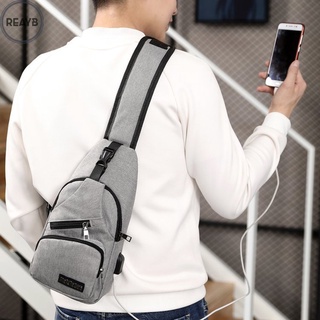 Mochila para hombre con interfaz de carga USB y auriculares Jack Crossbody Sling Bag bolsa de pecho para entrenamiento de viaje (4)