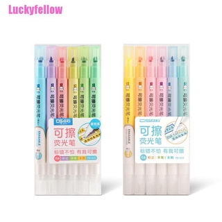 <luckyfellow> 6 colores borrables marcadores pastel marcadores de doble punta fluorescente pluma papelería