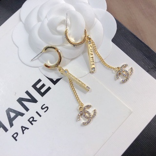 Chanel aretes con Letras De diamantes para mujer joyería