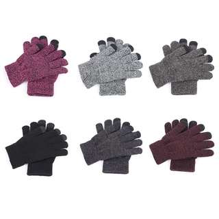 Invierno de punto de lana táctil de pantalla guantes de color sólido caliente guantes para las mujeres y el hombre (2)