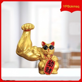figura de gato dinero músculo gato figura esculturas resina fengshui estatua riqueza buena suerte hogar coche decoración adorno (2)