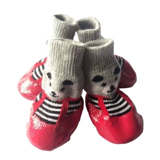 *AS* 4pcs/set Cute Rubber Pet Dog Shoes Waterproof Non-slip Dog Rain Snow Boots (6)