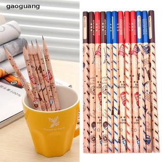[gaoguang] 12Pcs Cute Cartoon Colorful Wood Pencil Black HB Lead Student Stationery Gift .
