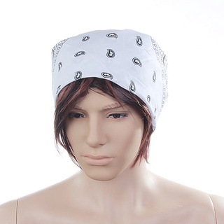 [BBNS] Paisley Bandana Kerchief Head Wrap Coverchief - White