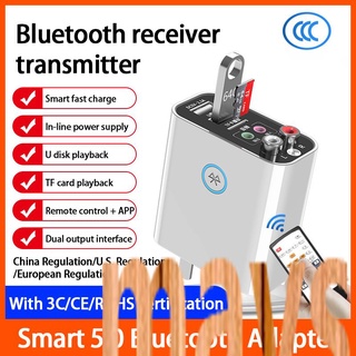 mayshowt Adaptador Inalámbrico Bluetooth 5.0/Receptor TF/U Mini USB De Alta Velocidad Para Auriculares TV IR APP Control