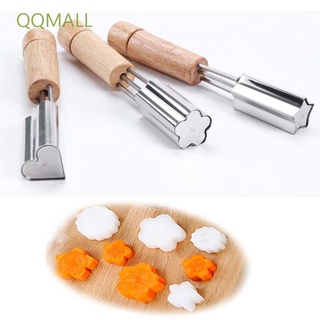Qqmall lindo molde de corte de madera mango molde cortador de galletas Fondant fruta acero inoxidable pastel vegetal alimentos herramienta de cocina