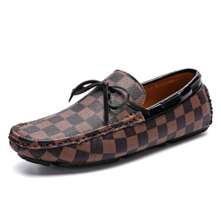 Los hombres Formal Slip Ons zapatos de negocios de microfibra cuero zapatos de conducción marrón