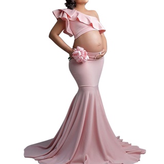 Sexy Vestidos De Maternidad Para Sesión De Fotos Volantes Largo Embarazo Vestido Fotografía Props Mujeres Embarazadas Maxi (3)