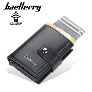 Baellerry Tarjetero RFID Automático Pop-up Tarjeta Cartera Con Hebilla Caja De Aluminio Anti-Magnético Antirrobo Neutro Caso