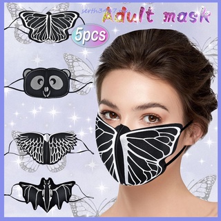 （serth3467.mx）5PC Adult Reuse Washable Windproof Smog Mask Butterfly Print Breathable Mask