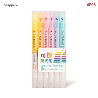 hea 6pcs Double Head Erasable Highlighter Pen Marker Pastel Liquid Chalk Fluorescent Pencil Drawing Stationery