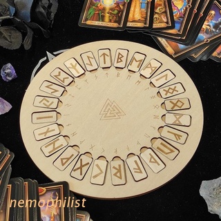 nemop runas de madera adivinación grabado tablero wiccan símbolos conjunto redondo azulejo adivino altar brujería suministros