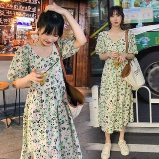 25Z1 vestido de maternidad de verano manga corta estilo coreano vestido de enfermería francés floral suelto una línea de vestido de las mujeres embarazadas más el tamaño