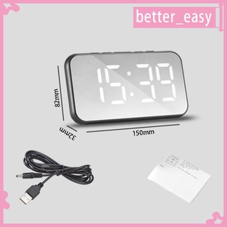 [better_easy] digital led escritorio despertador reloj espejo pantalla usb snooze temperatura reloj