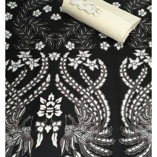 Pekalongan Batik tela en relieve motivo pavo real ceniza conjunto Batik Material Kebaya mujeres Adem