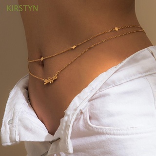 kirstyn personalidad collar de cuerpo vintage moda joyería mujeres cadena de cintura punk sexy rhinestone ajustable simple hip hop cinturón del vientre