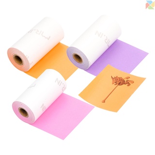 Sh 3 rollos de papel térmico autoadhesivo negro sobre púrpura/rosa rojo/naranja 50 mm*3,5 m Compatible con impresoras térmicas Phomemo M02/M02S