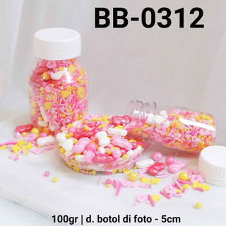 Bb-0312 espolvorear springkel 100gr rosa rojo perla cinta