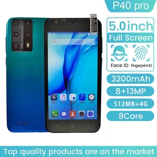 [Y] teléfono inteligente p40 pro de doble núcleo/pantalla de 5 pulgadas/512m+4g/teléfono inteligente 3d/cubierta trasera de vidrio 3d azul (2)