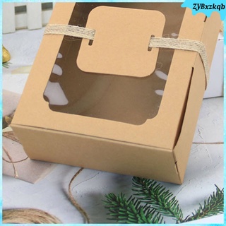 Kraft Paper Boxes with Window Portable Single Individual Cupcake Boxes Kraft Paper Gift Boxes Holders for Pastries,