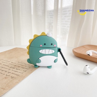 shangzha Cute Cartoon Bluetooth Earphone Case 3D Dinosaur Silicone Soft Wireless Earbuds Protector Box for AirPods 1 2