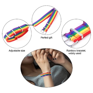 Beyenng 4 Pcs Rainbow LGBT Pride Bracelet Rainbow Adjustable Color Canvas Watch band MX