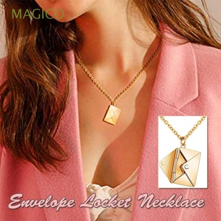 MAGICO Nuevo Collar Moda Amor de sello interior Medallón de sobre Colgante Medallón de mensaje Joyería Regalos de San Valentín Mensaje secreto grabado/Multicolor