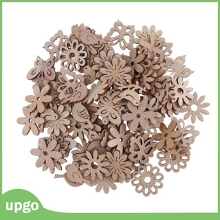 [upgo99] paquete de 100 piezas de madera adornos flor mariposa formas de madera adornos