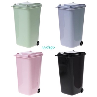 YGO Mini Wheelie Trash Can Pen Holder Storage Bin Desktop Organizer Garbage Bucket