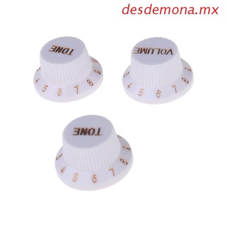 desdemona 1 Volume 2 Tone Control Knobs For Electric Guitar Bass FD ST Plastic White Golden