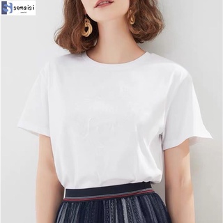 ✨Productos al contado✨Camiseta blanca de las mujeres de los hombres de verano de manga corta sólido Simple señoras camiseta Casual Tops para mujer básico pareja camisas 🔥semaisi🔥