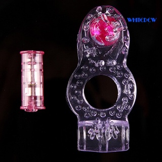 [[whitedew]] Vibrating Penis Rings Clit Dual Cock Ring Stretchy Delay Sex Toys for Men
