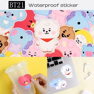 / KPOP BTS BT21 Cute Baby Series Pegatina Impermeable Equipaje Pegatinas TATA COOKY (1)