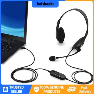 [baishouhu] audífonos usb para ordenador con micrófono con cancelación de ruido/audífonos de negocios con cable para pc/laptop (1)