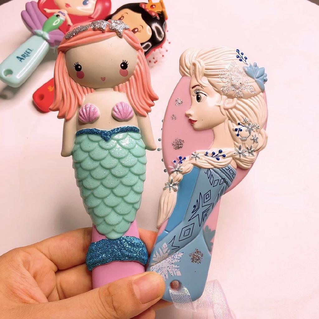 Disney Kid peine 3D princesa Frozen cepillos para el cabello cuidado del cabello niña sirena peine (3)