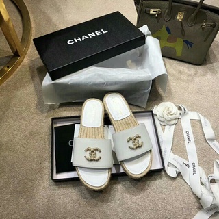 Chanel/Sandalias de canal gruesa perla inferior vacaciones Casual bajo talón tejido zapatillas de mujer ropa exterior zapatos de pescador mujeres (4)