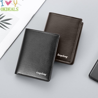OKDEALS Business Leather Wallet Credit ID Card Holder Coin Purse Multi-card Zipper Pocket Men Short Money Clip/Multicolor