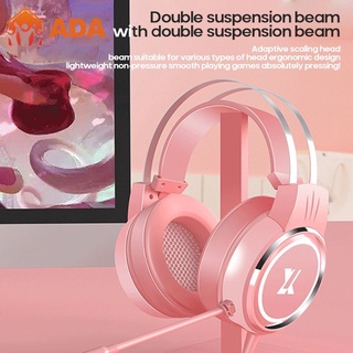 Envío 7.1 Sonido Envolvente Rosa Auriculares Gaming Con Cable Con Micrófono Profesional Gamer RGB Luz Para PS4 Teléfono PC minis1oso3