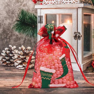 mirr 10 bolsas de organza de navidad, regalo de caramelo, bolsa de joyería, fiesta de boda, navidad (1)