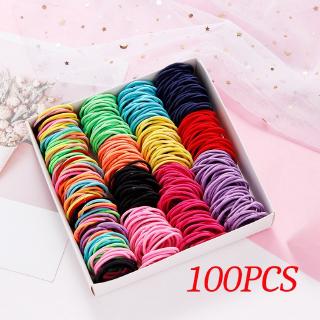 100 pzs ligas elásticas para el cabello de hule/nailon colores vivos de 3cm