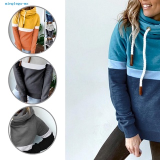MU Activewear Lady Sweatshirt Contrast Color Long Sleeve Hoodie Comfy for Daily Wear