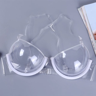 sexy mujeres 3/4 taza transparente transparente push up sujetador ultrafino correa invisible sujetadores ropa interior