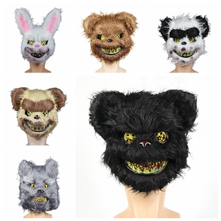 lorraine02 cómodo conejito protección no tóxico disfraz suministros de fiesta máscara protección cosplay props navidad felpa bnuuy lobos sangre halloween decoración (8)