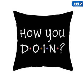 Yyixing Friends Tv Show divertido impreso negro fundas de almohada de piel de melocotón cuadrado fundas de almohada decoración del hogar (sin interior)) (7)