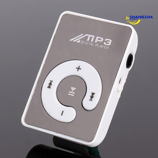 shangzha Mini Clip deportivo reproductor de música MP3 con superficie de espejo en forma de C ranura para tarjeta