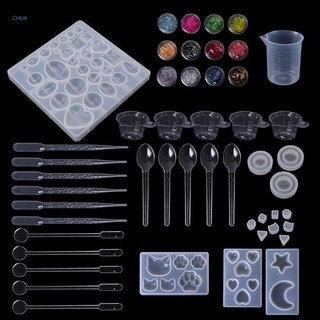 Chua 1 juego de moldes de silicona para joyas epoxi, Set de herramientas para manualidades, arte de uñas, colgante de purpurina, decoración de polvo, herramientas de fabricación hecha a mano