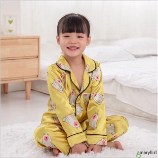 ✿ℛBaby Boys Girls Pajamas Set, Trendy Print Long Sleeve Button Down Shirt +